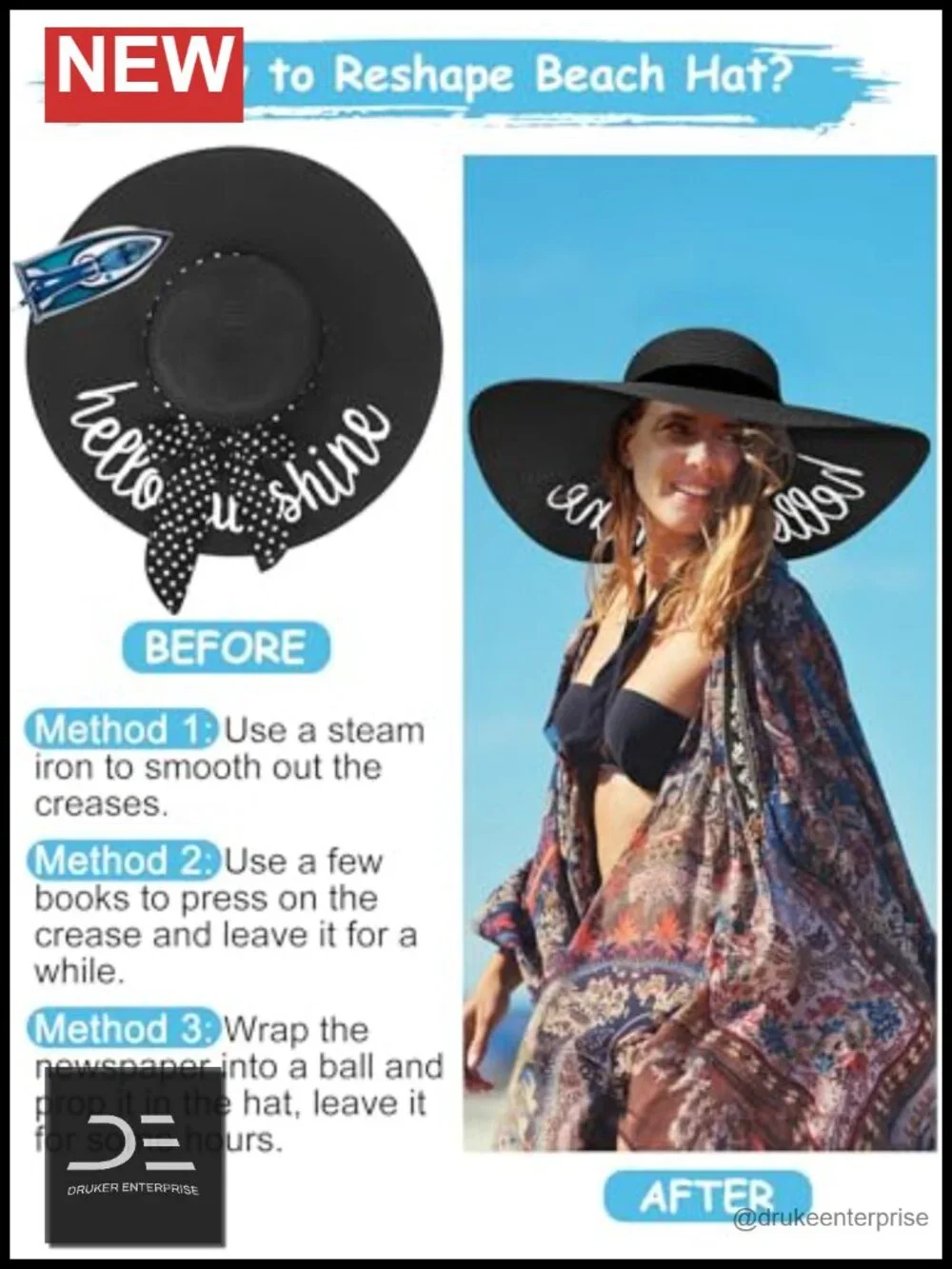 Floppy Straw Sun Hat Wide Brim Embroidered for Beach Vacation Cruise